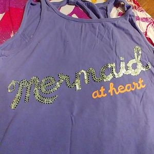 Mermaid at heart sequined, peekaboo back tanktop
